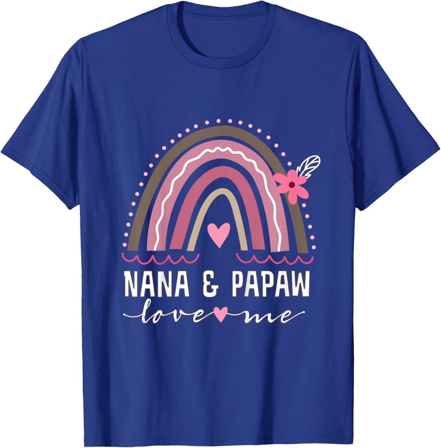 Nana and Papaw Love Me Girls Granddaughter Boho Rainbow T-Shirt - T-Shirt | Royal