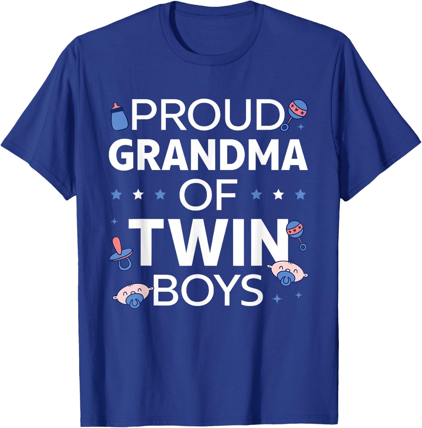 Twin Grandma Grandmother Of Two Proud Grandma Of Twin Boys T-Shirt - T-Shirt | Royal