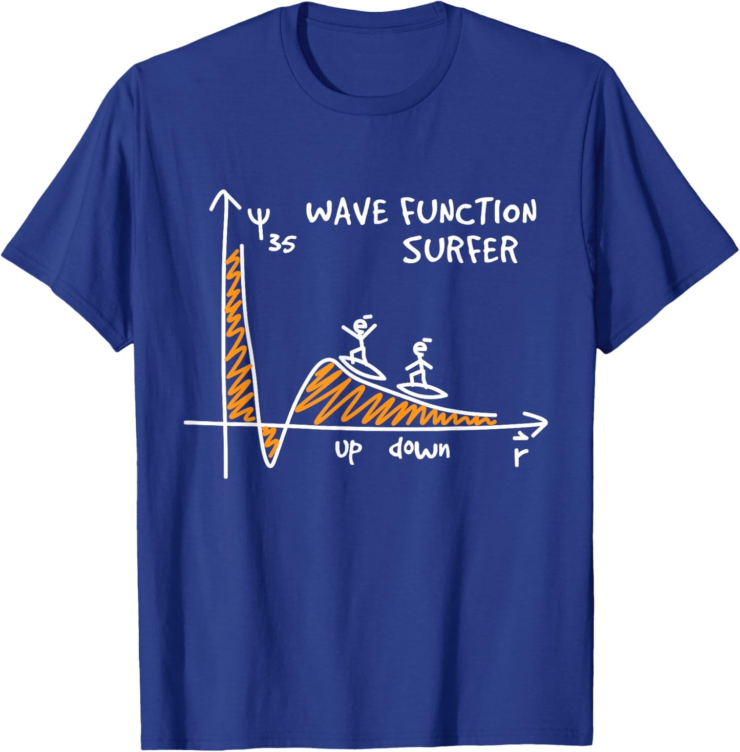 Wave Function Surfer Science Lovers Funny Physics T-Shirt - T-Shirt | Royal