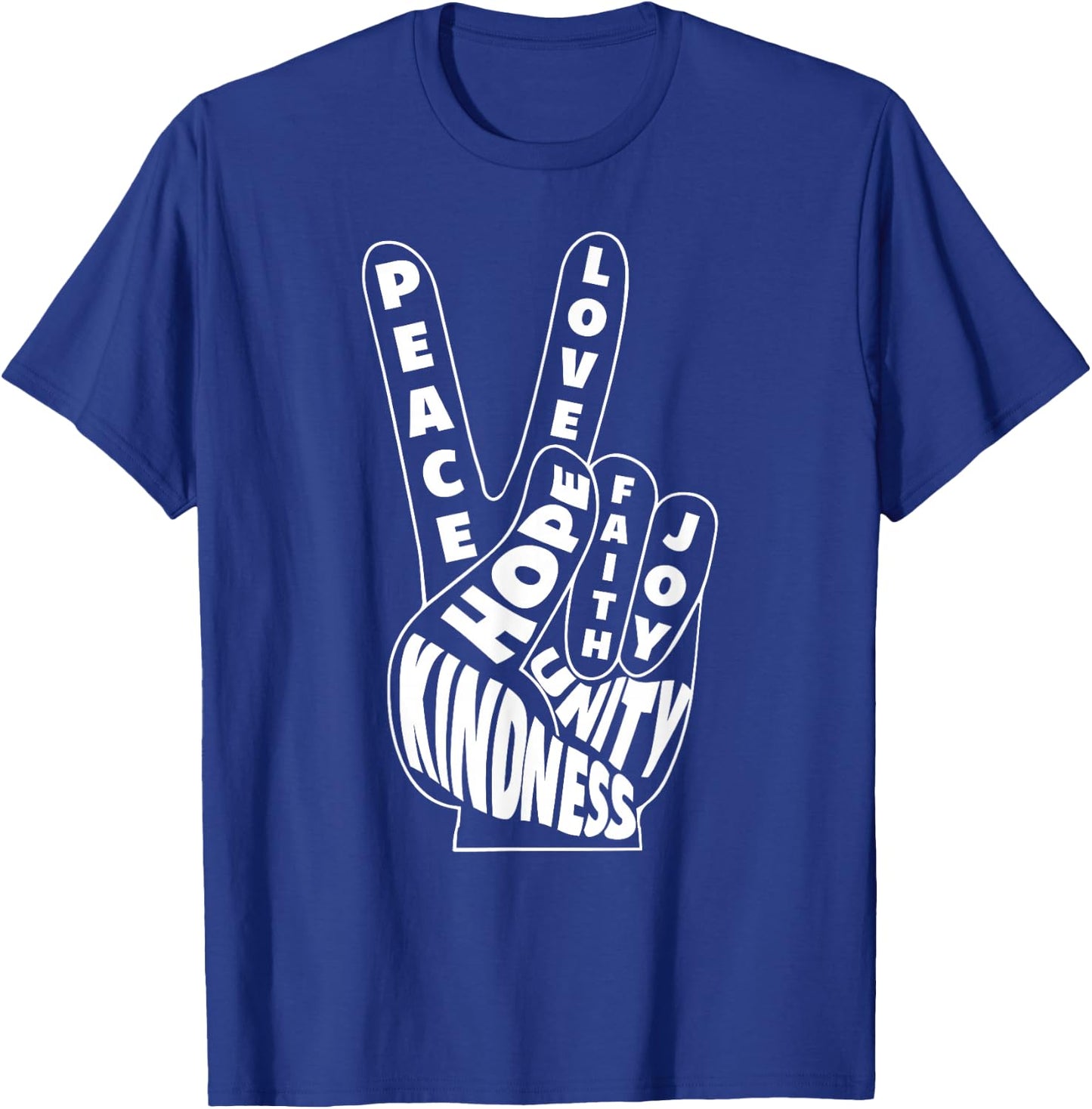World Peace Shirt Love Hand Sign Goodness Unity 60s Retro T-Shirt - T-Shirt | Royal