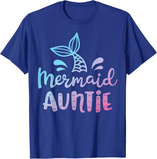 Mermaid Auntie Funny Aunt Women Family Matching Birthday T-Shirt - T-Shirt | Royal