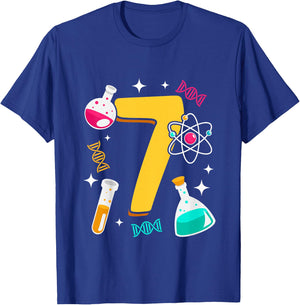7th Birthday Science Themend Nerd Test Tube Scientist T-Shirt - T-Shirt | Royal
