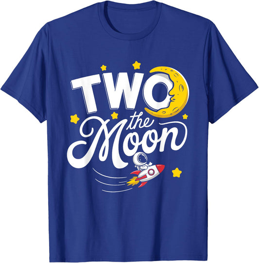 Two The Moon 2nd Birthday Girl Boy 2 Year Old Toddler T-Shirt - T-Shirt | Royal