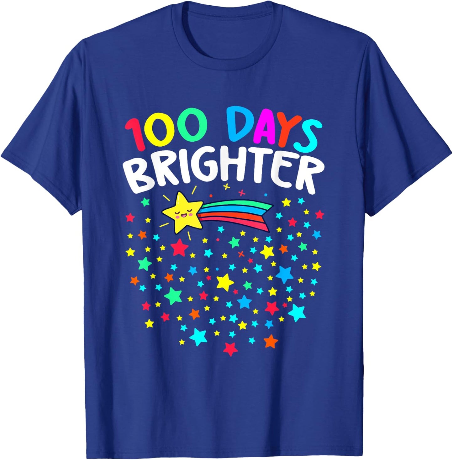 100 Days Brighter Happy 100 Days Of School Teachers Kids T-Shirt - T-Shirt | Royal
