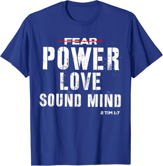 Christian Shirt 2 Timothy 1:7 No Fear T-Shirt - T-Shirt | Royal
