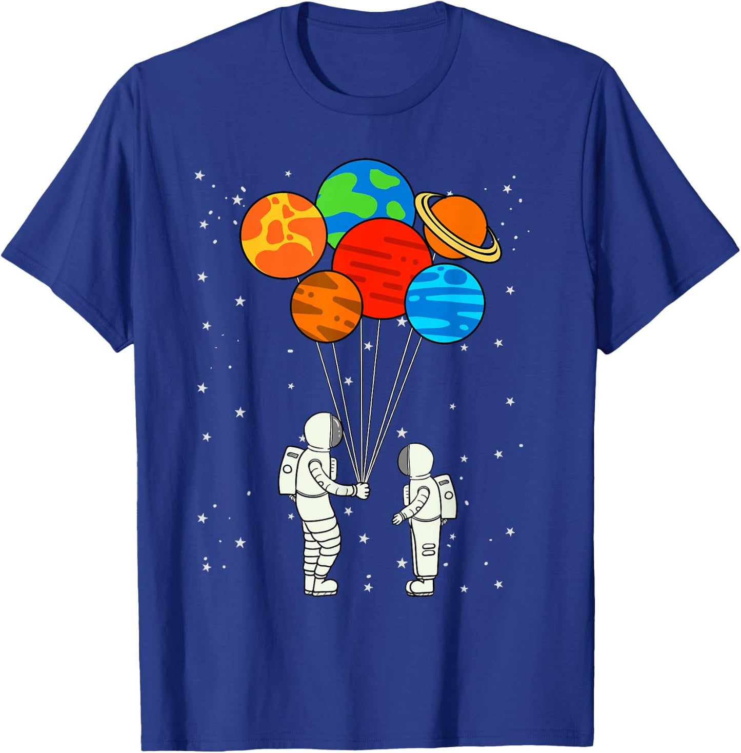 Planet Balloons Astronaut Planets Galaxy Outer Space T-Shirt - T-Shirt | Royal