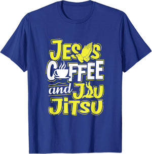 Jesus Coffee And Jiu-Jitsu Artwork For A Coffee Lover T-Shirt - T-Shirt | Royal