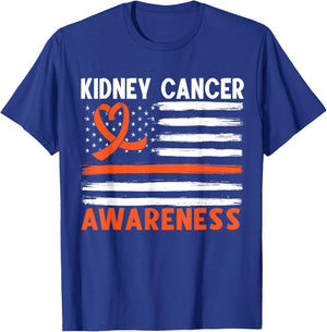 American Flag Kidney Cancer Awareness T-Shirt - T-Shirt | Royal