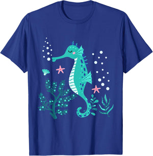 Aquarium Animal Kids Gift Cute Seahorse T-Shirt - T-Shirt | Royal