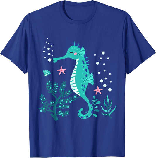Aquarium Animal Kids Gift Cute Seahorse T-Shirt - T-Shirt | Royal