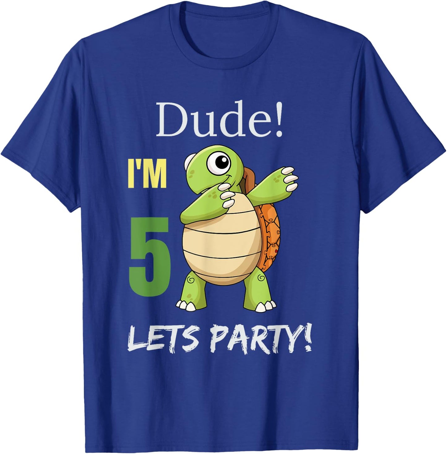Cute kids Dude I am 5 turtle dabbing 5th birthday T-Shirt - T-Shirt | Royal