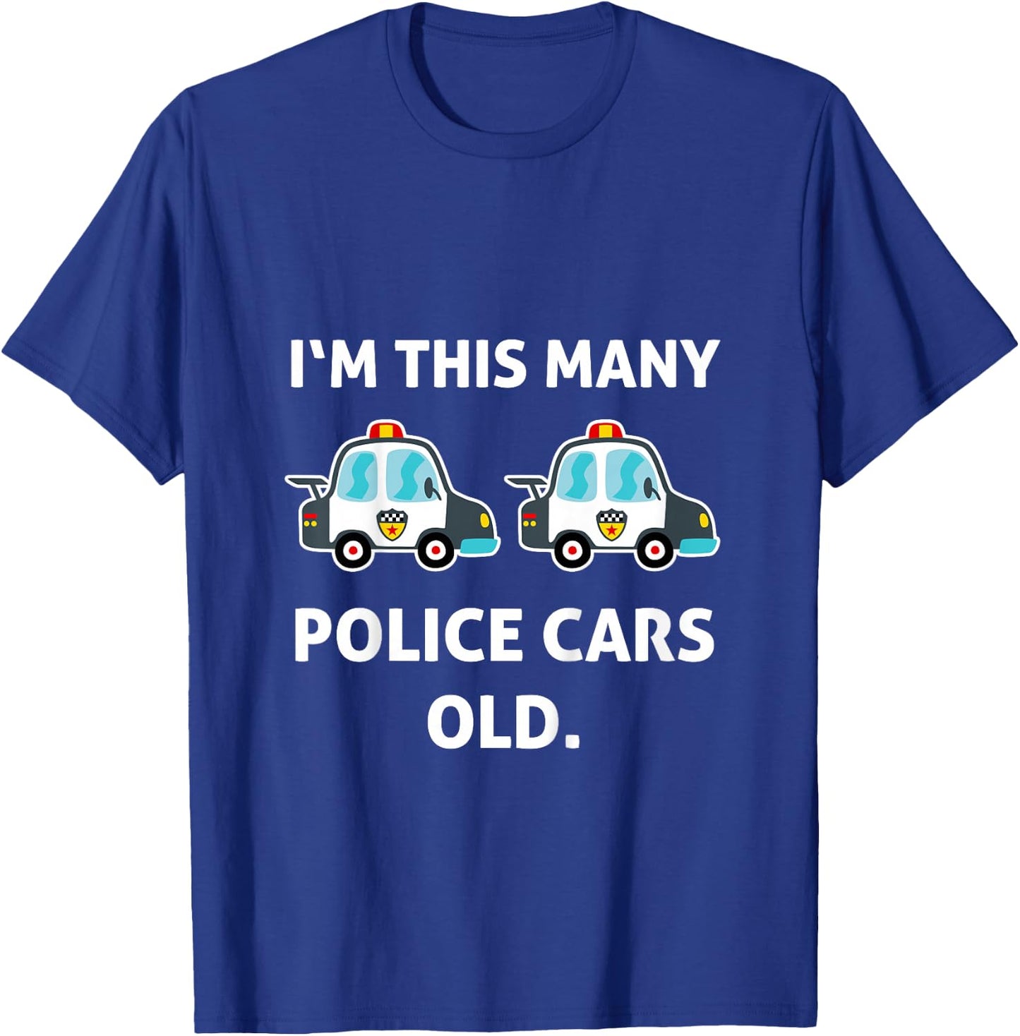 Kids Police Car Second 2nd 2 Birthday Gift Kids Boys T-Shirt - T-Shirt | Royal