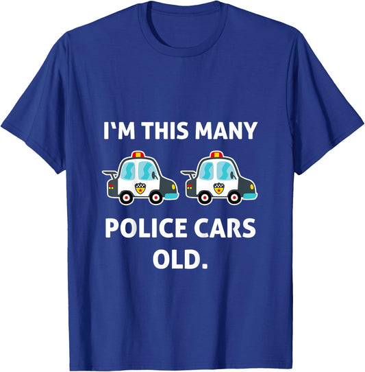 Kids Police Car Second 2nd 2 Birthday Gift Kids Boys T-Shirt - T-Shirt | Royal