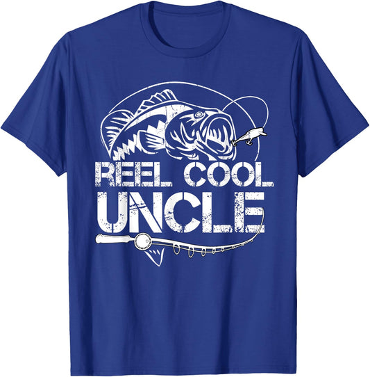 Reel Cool Uncle Fishing Daddy Fathers Day Dad Gifts T-Shirt - T-Shirt | Royal