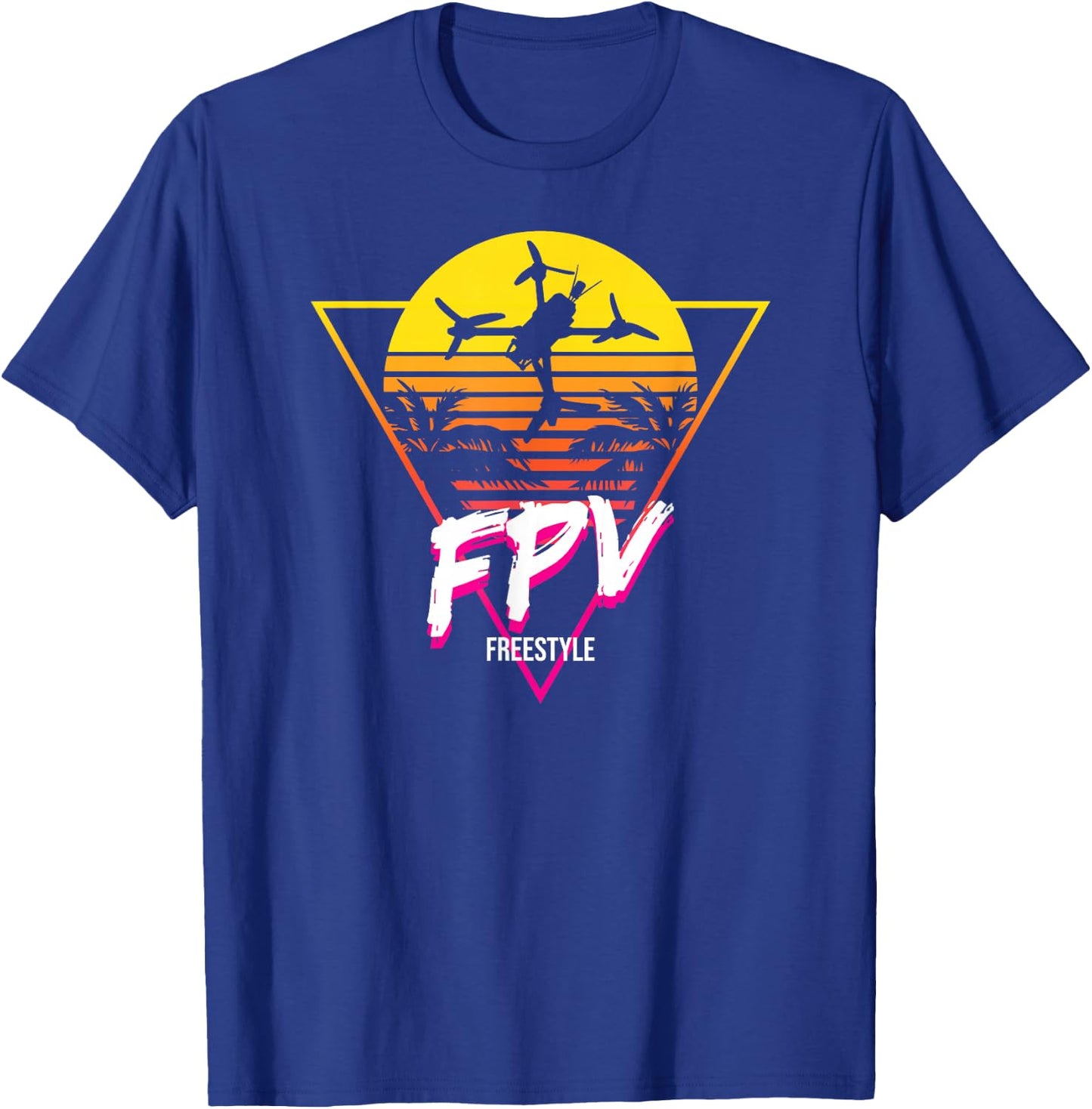 Retro Freestyle FPV Racing Drone Pilot Acro Quadcopter T-Shirt - T-Shirt | Royal