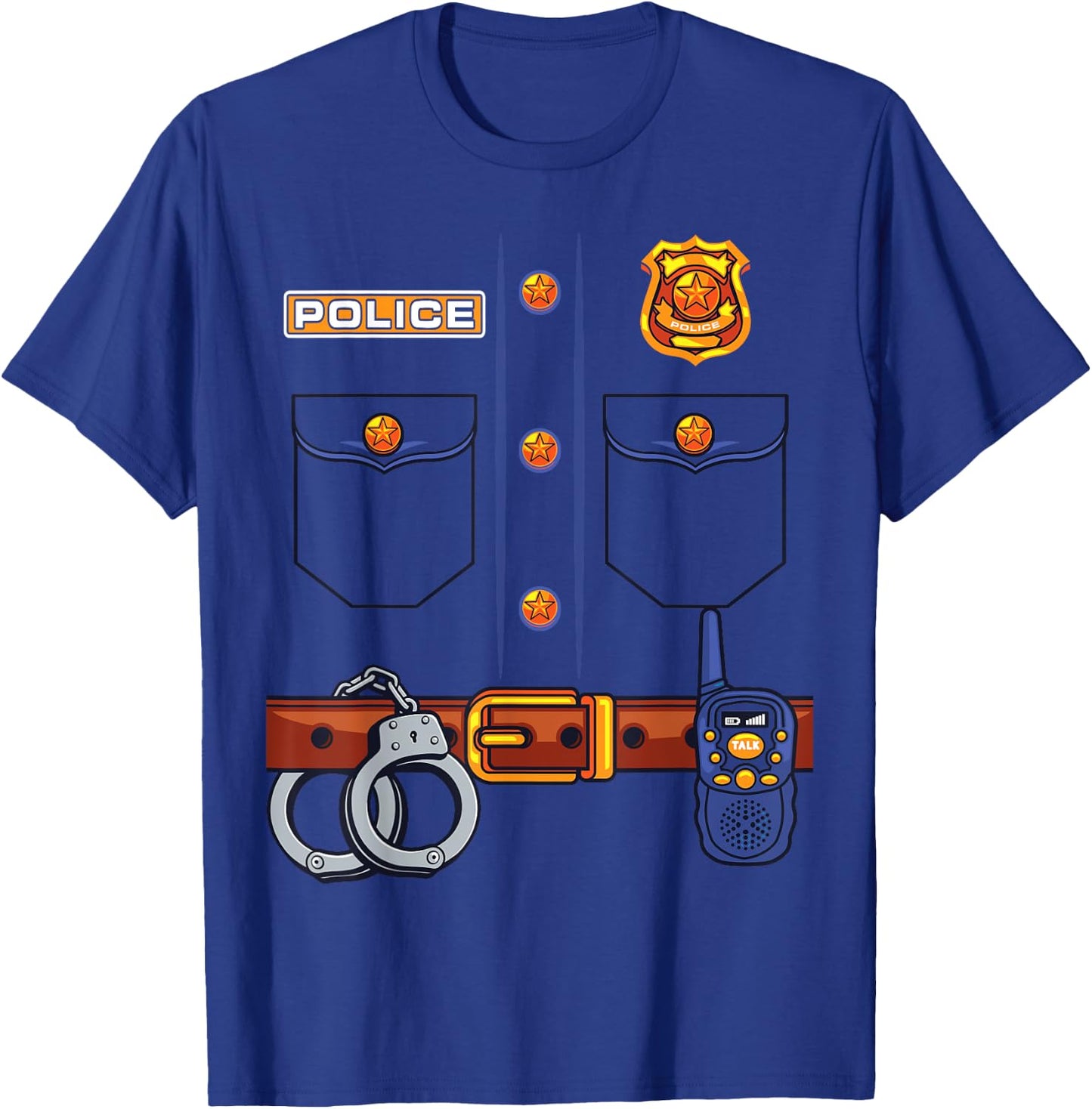 Police Officer Costume Halloween For Kids Uniform Police T-Shirt - T-Shirt | Royal