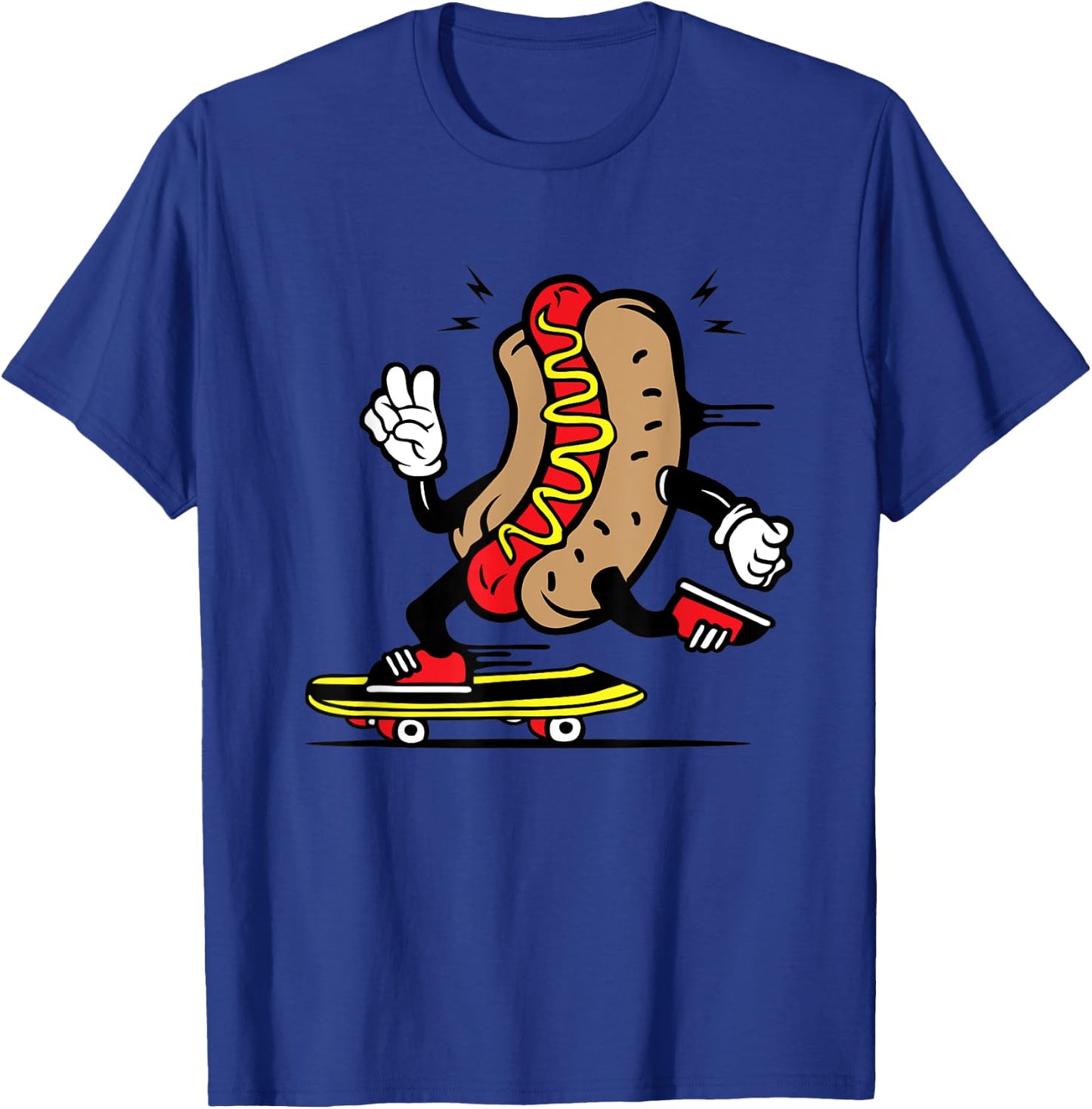 Hot Dog Bun Skateboarding Hotdog Skating Kawaii Skater Funny Women Kids T-Shirt - T-Shirt | Royal