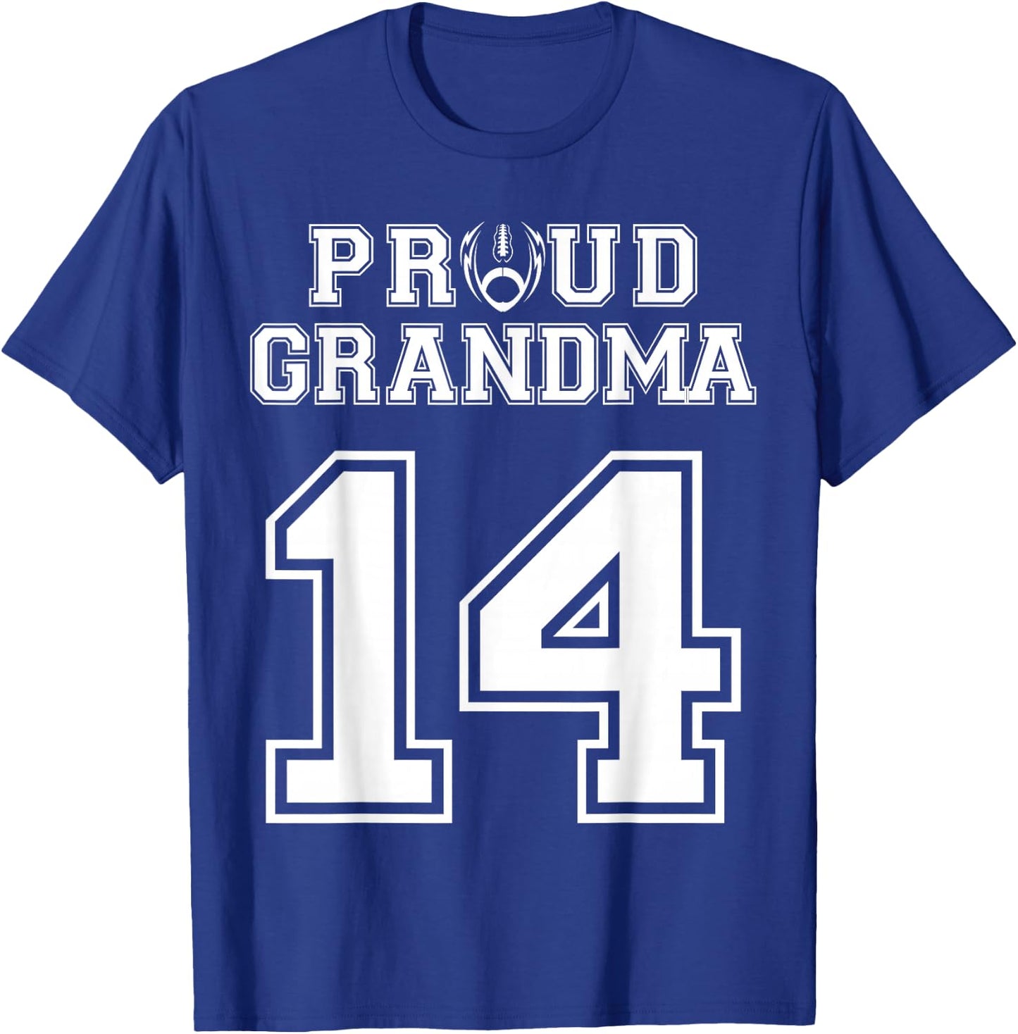 Custom Proud Football Grandma Number 14 Personalized Women T-Shirt - T-Shirt | Royal