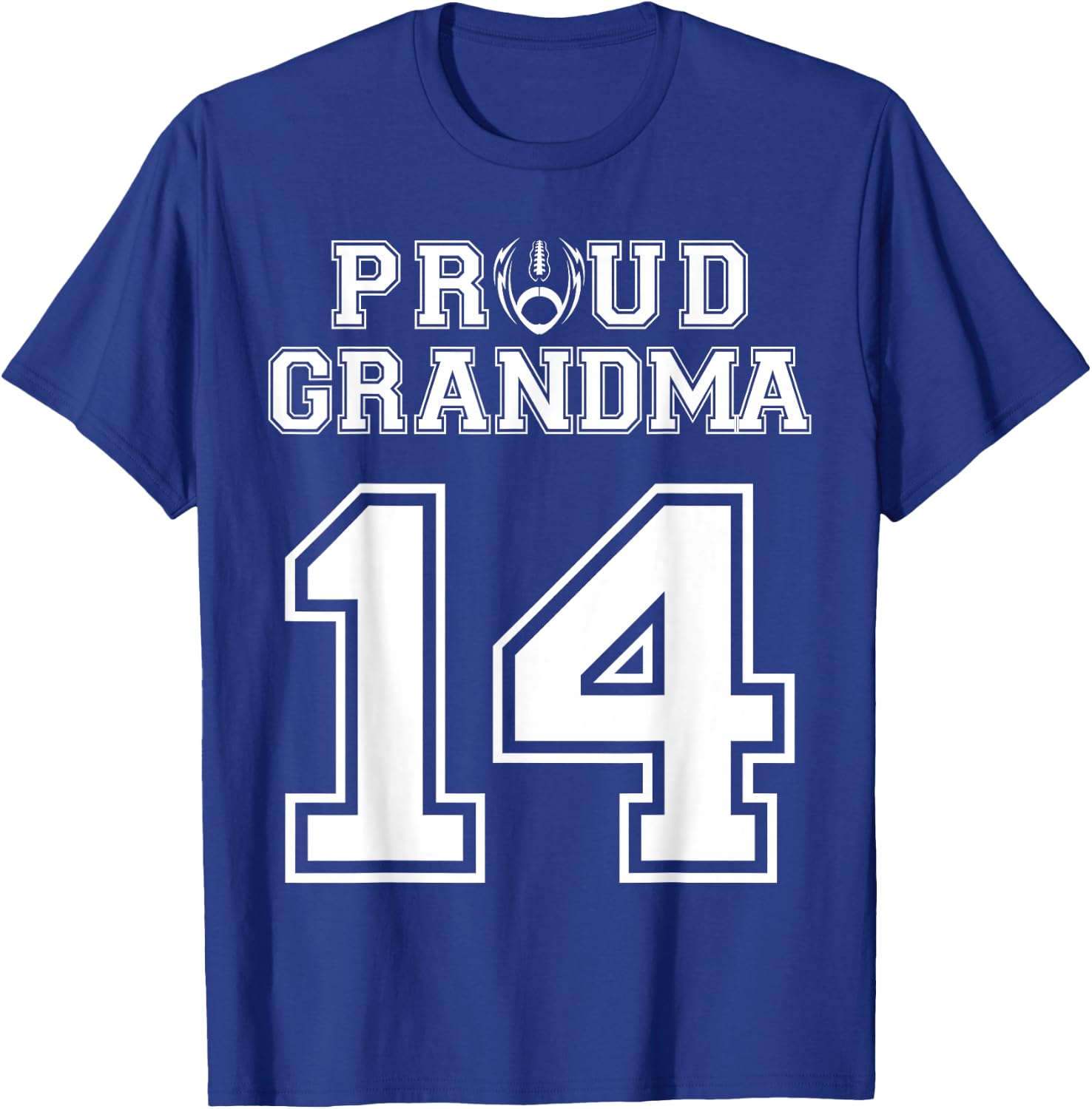 Custom Proud Football Grandma Number 14 Personalized Women T-Shirt - T-Shirt | Royal