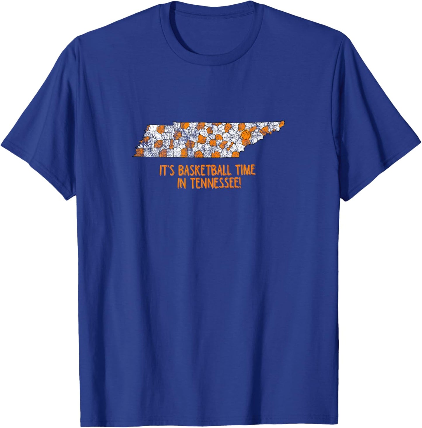 Tennessee State Flag Home Shirt Co. Its Basketball Time In Tennessee Tennessee Hoops Fan Gift T-Shirt - T-Shirt | Royal