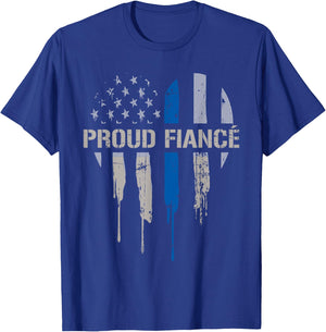Thin Blue Line Police - Police Officer Fiance Gift T-Shirt - T-Shirt | Royal