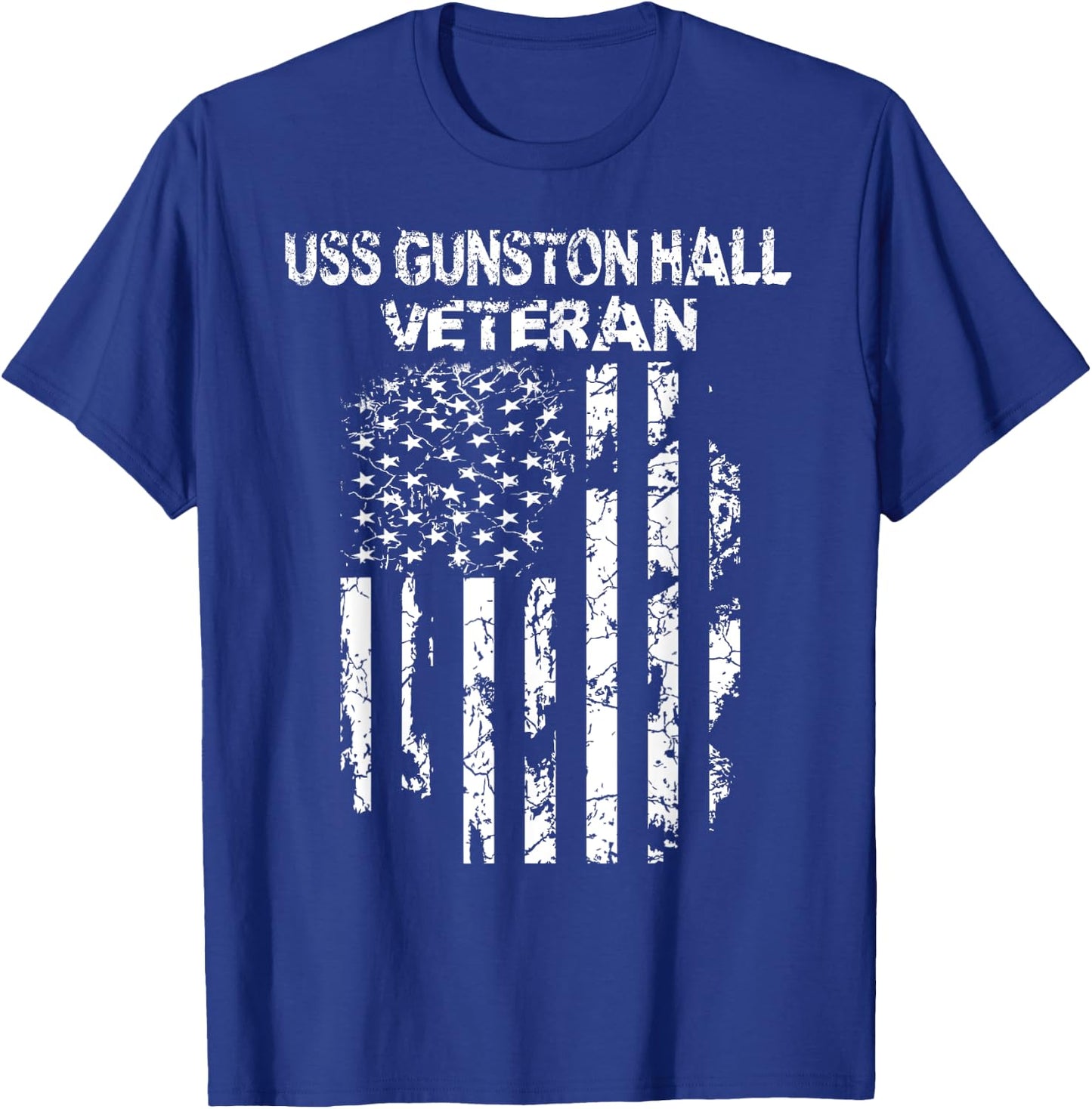 USS Gunston Hall Military Veteran Distressed USA Flag Men T-Shirt - T-Shirt | Royal