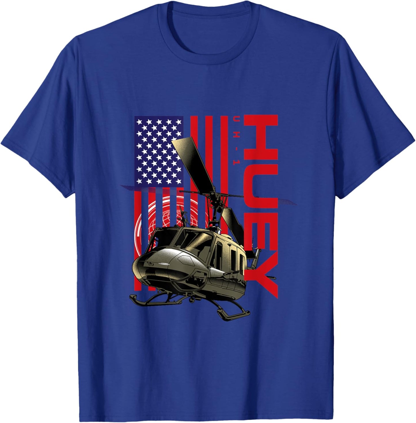 The Warbird Collection Huey Military Helicopter - Men's Black Classic Fit Short Sleeve T-Shirt - T-Shirt | Royal