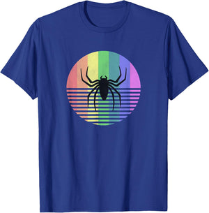 Retro Spider Gay Pride Rainbow Flag Vintage Gift Distressed T-Shirt - T-Shirt | Royal