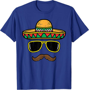 Sombrero Face Cinco De Mayo Mexican Fiesta Party Kids Boys T-Shirt - T-Shirt | Royal