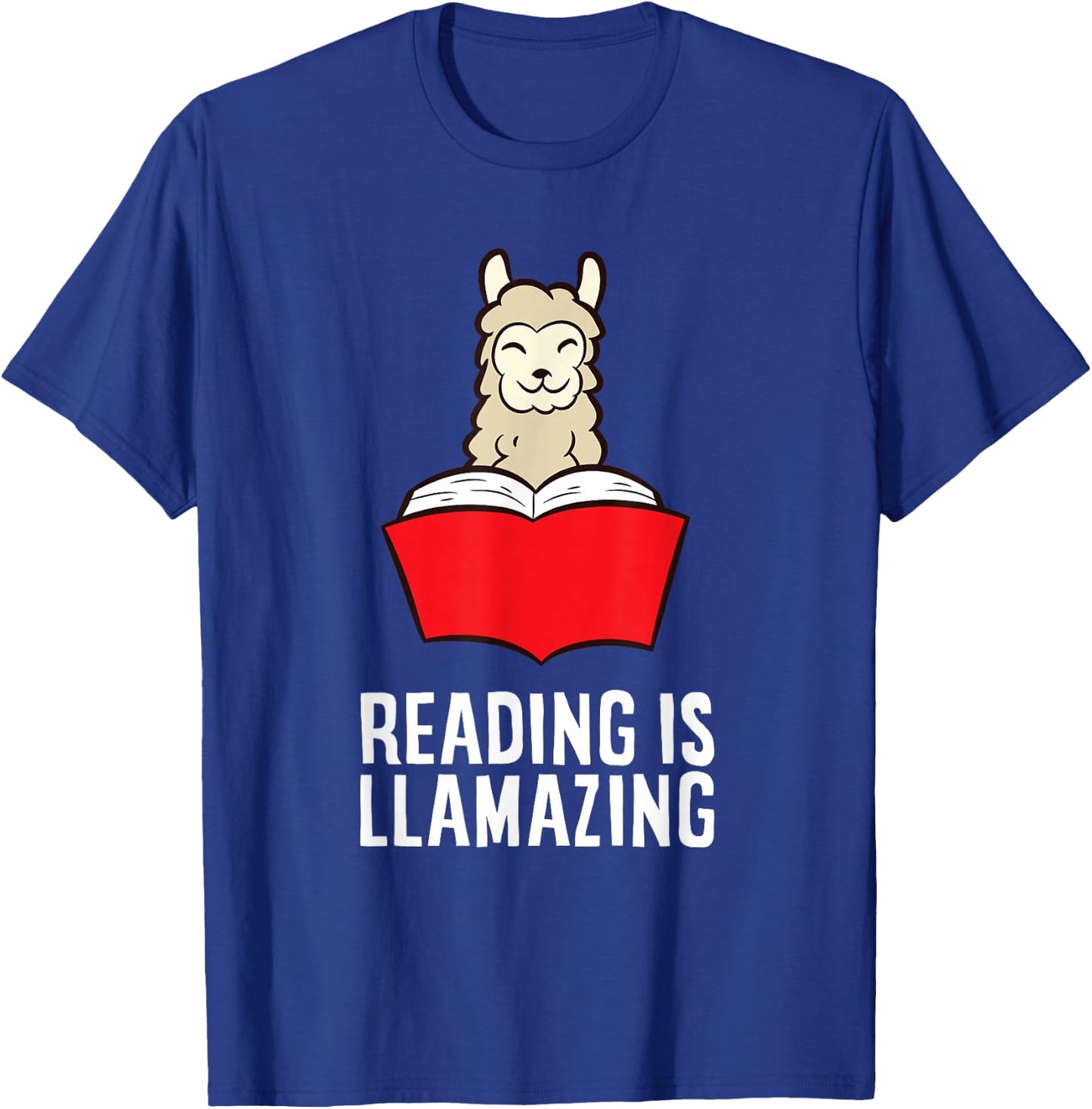 Funny Llama Lover Reading Is Llamazing Bookworm Llama T-Shirt - T-Shirt | Royal