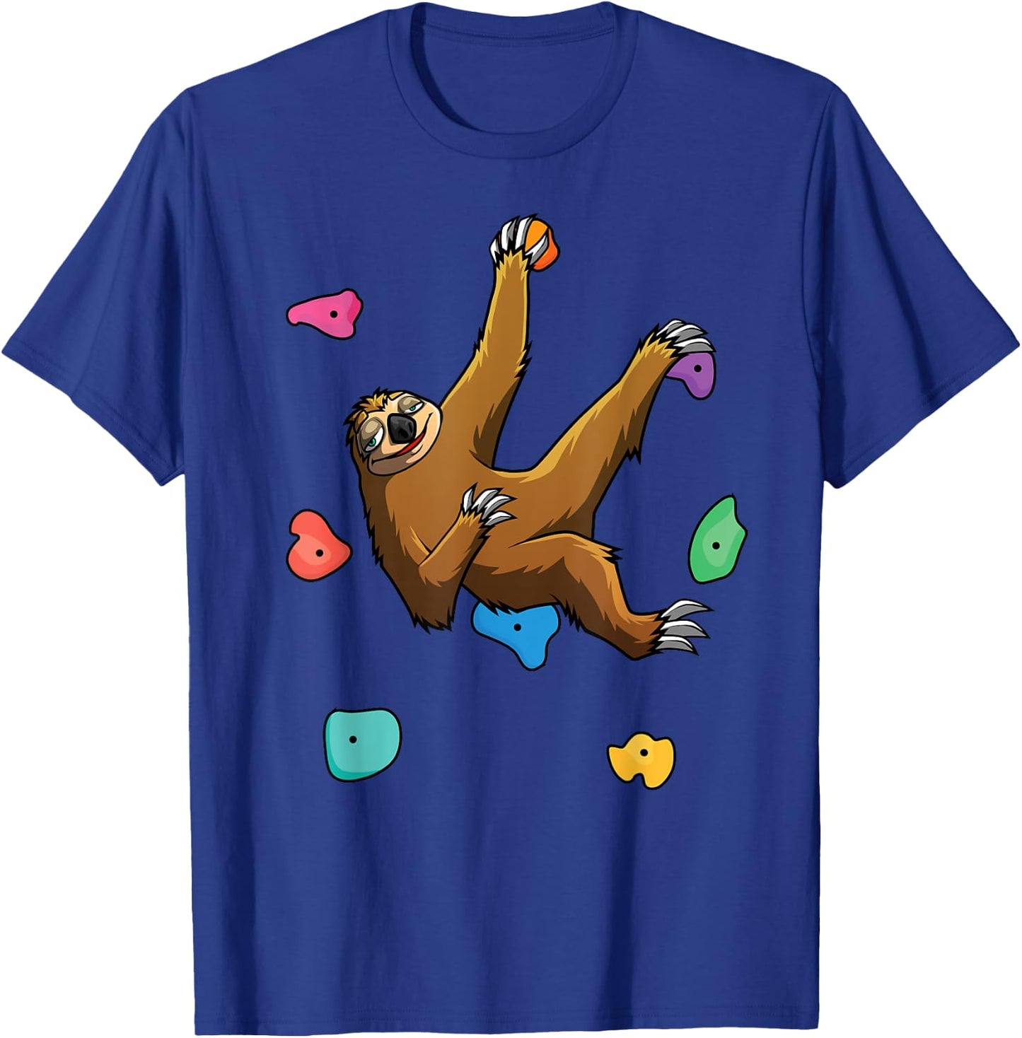 Funny Sloth Bouldering Design Men Women Kids Rock Climbers T-Shirt - T-Shirt | Royal