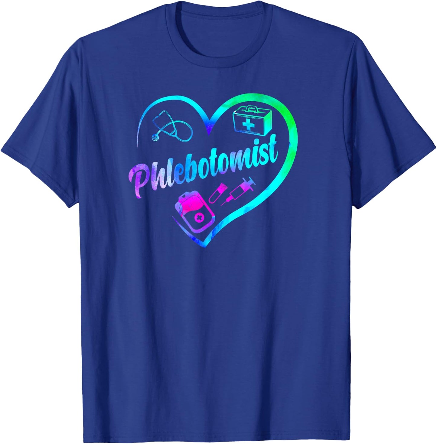 Phlebotomist Tech Technician Heart Watercolor T-Shirt - T-Shirt | Royal