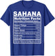 Sahana Nutrition Facts Sahana Name Birthday Shirt T-Shirt - T-Shirt | Royal