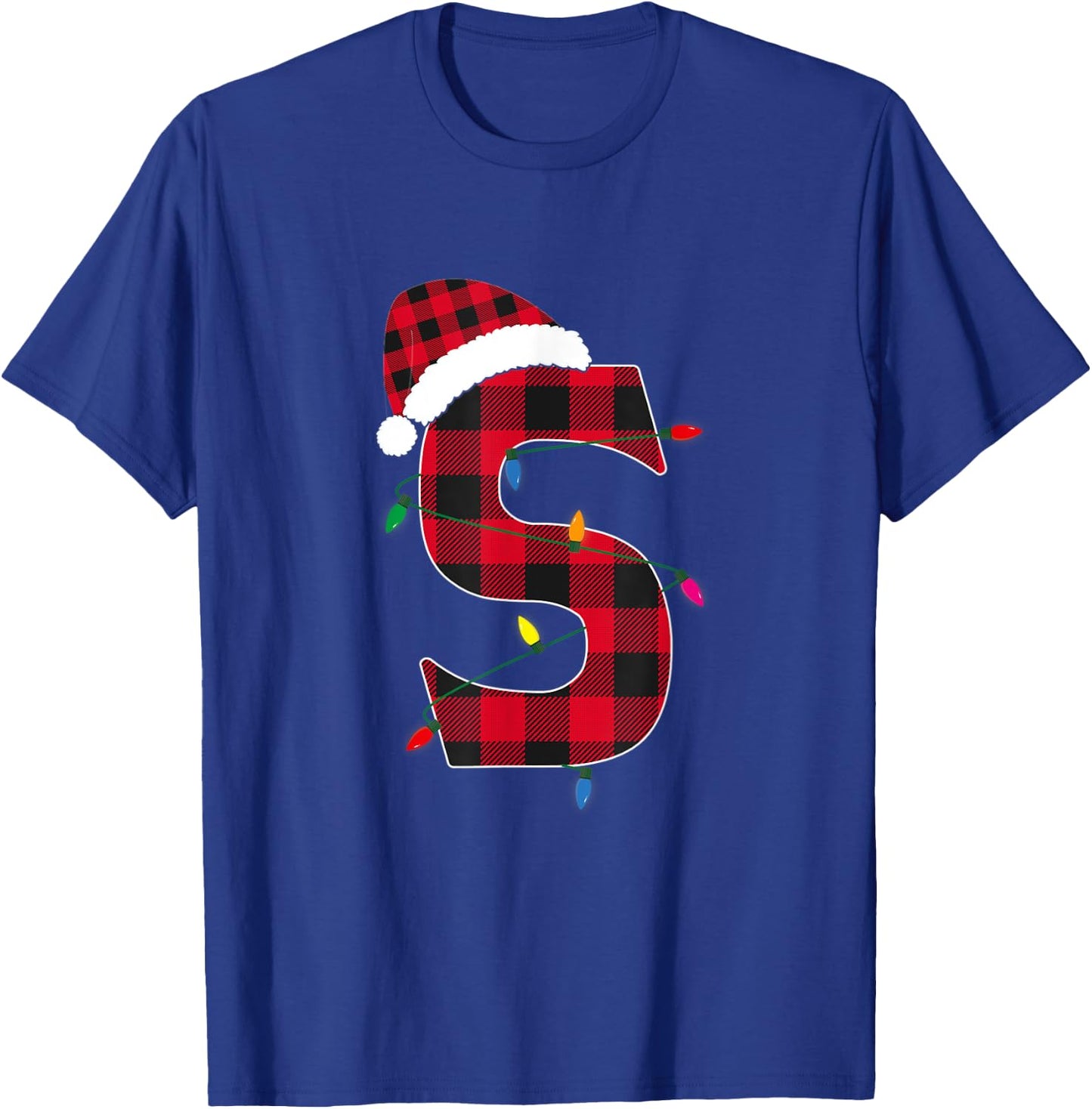 Awesome Letter S Initial Name Buffalo Plaid Christmas T-Shirt - T-Shirt | Royal