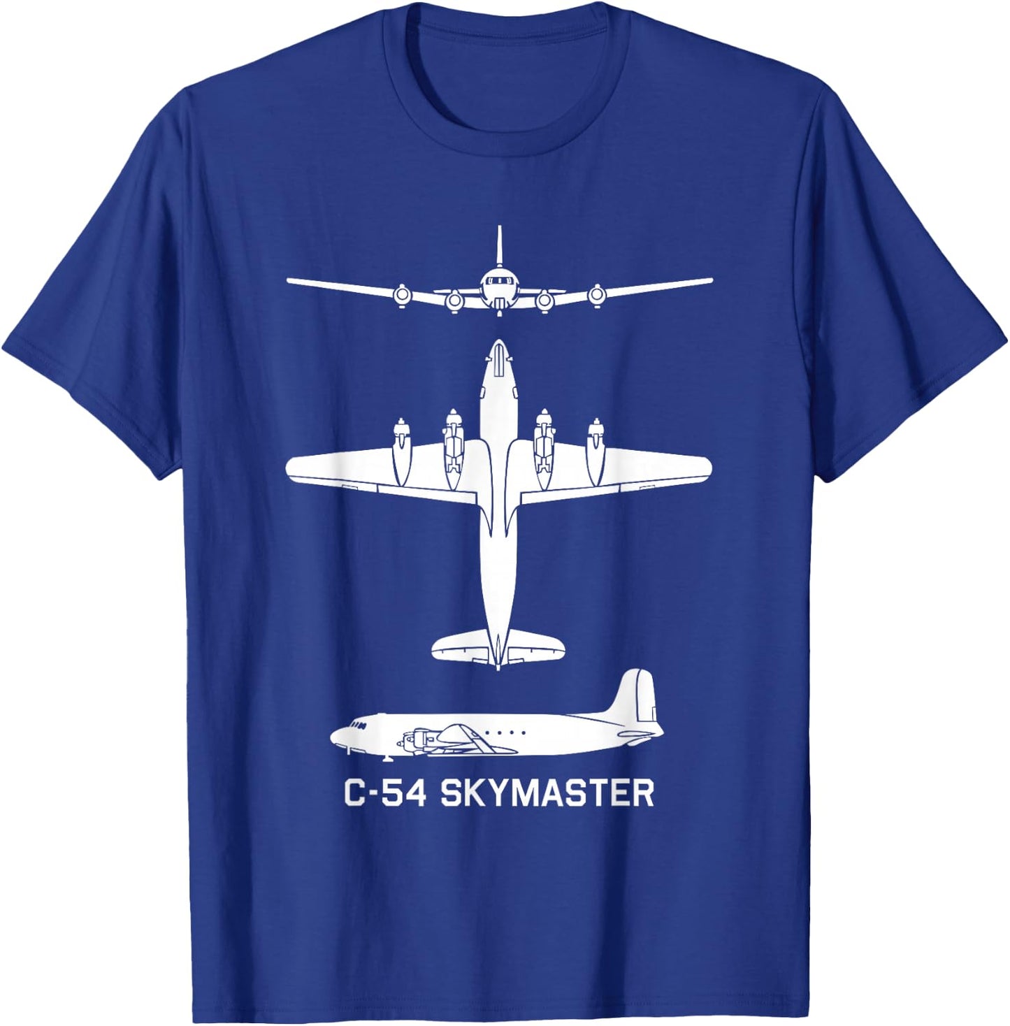 C-54 Skymaster American WW2 Transport Plane Silhouettes T-Shirt - T-Shirt | Royal