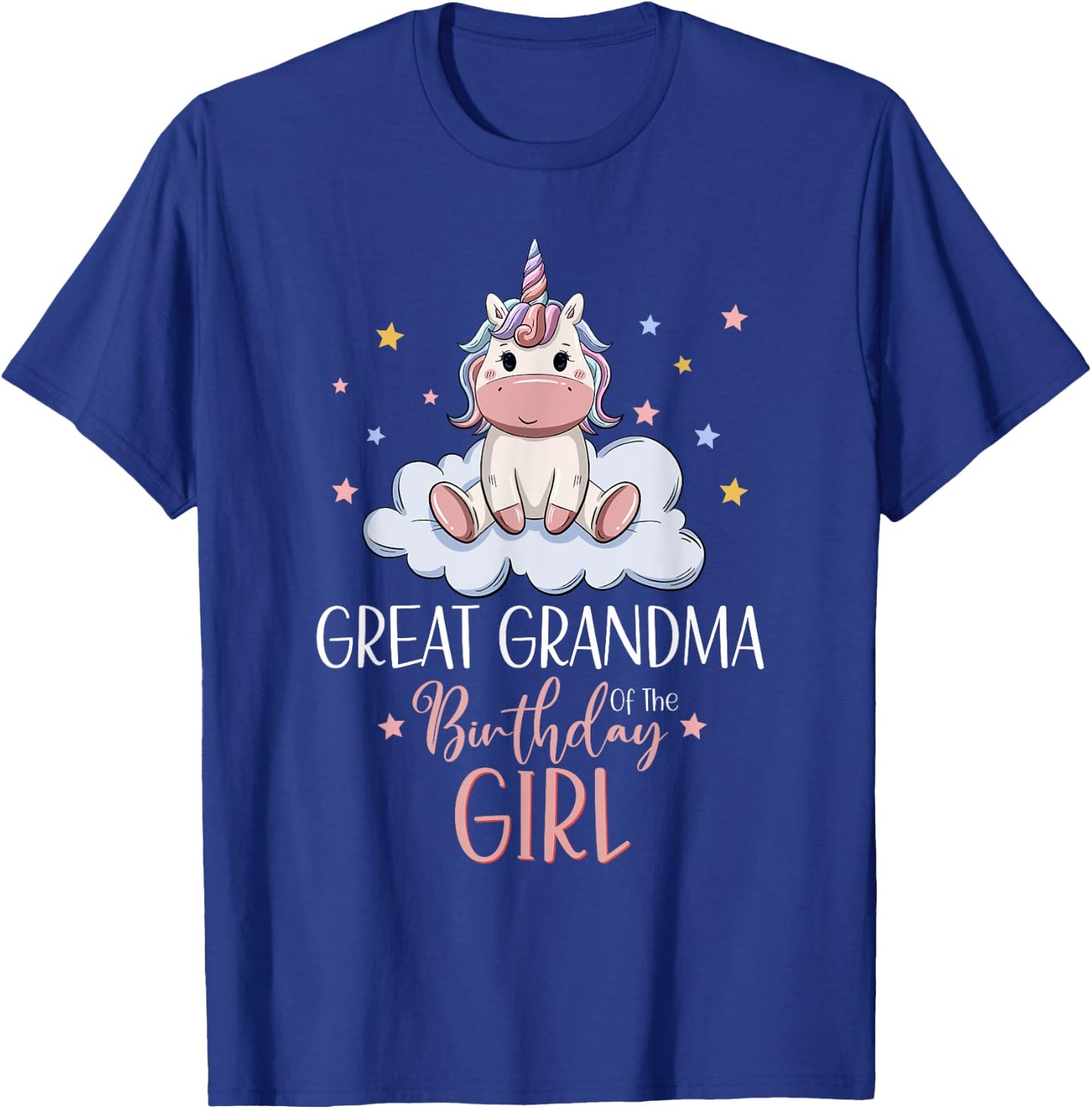 Unicorn Great Grandma Of The Birthday Girl Matching Family T-Shirt - T-Shirt | Royal