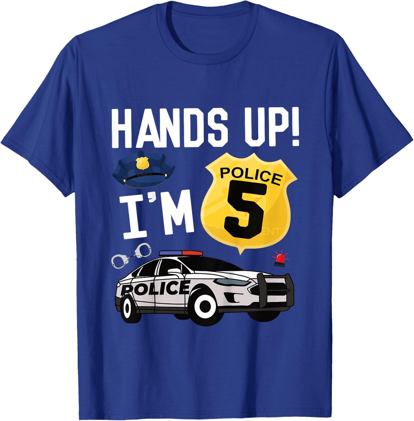 Kids 5th Birthday Policeman Boy Five Year Old Police Officer T-Shirt - T-Shirt | Royal