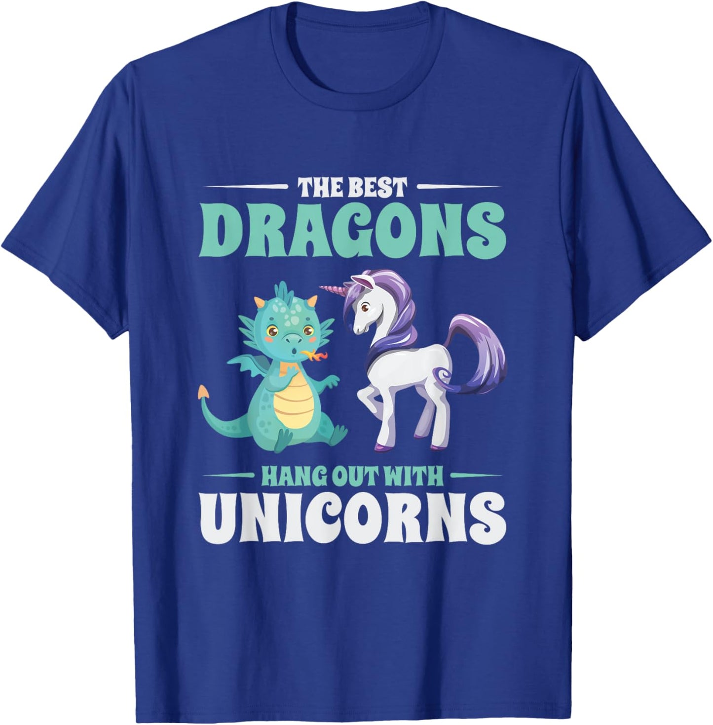 Funny Best Dragons Hangout With Unicorns Friendship Gift T-Shirt - T-Shirt | Royal
