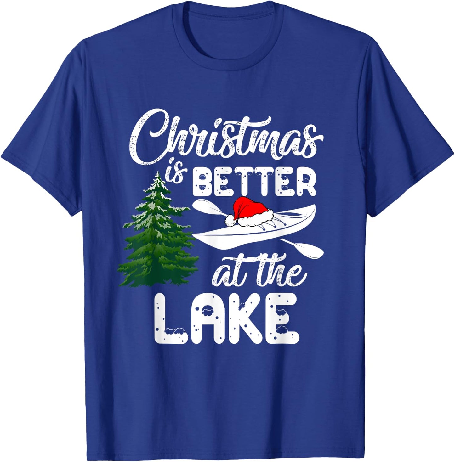 Christmas Life Is Better At The Lake Kayak Funny Pajamas T-Shirt - T-Shirt | Royal