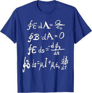 Physics Optics Light and Waves Electromagnetism Equations T-Shirt - T-Shirt | Royal