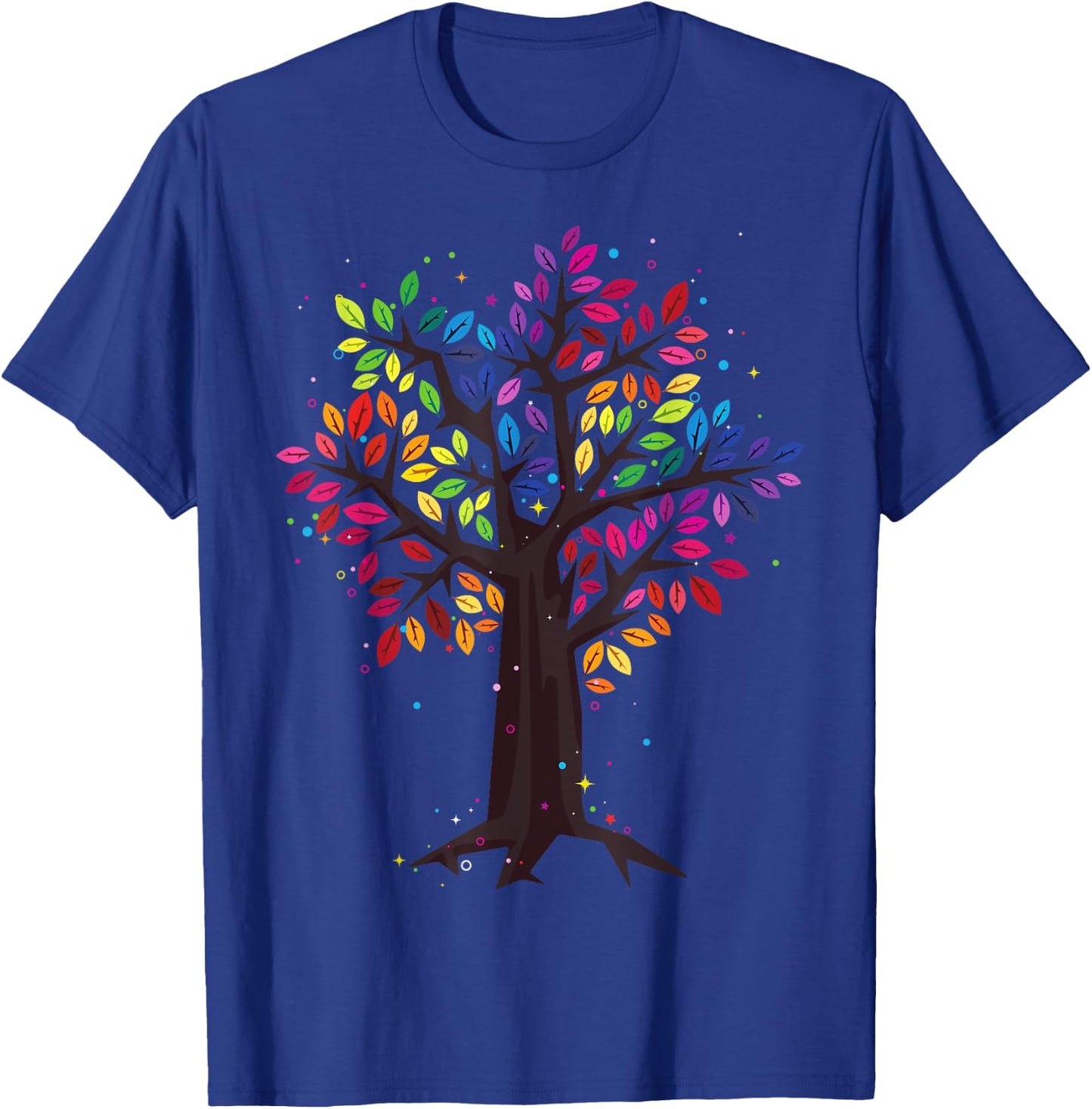 Rainbow Tree, Tree of Life, Colorful Leaf Rainbow Leaf T-Shirt - T-Shirt | Royal