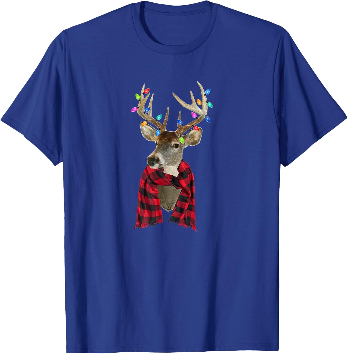Reindeer Plaid Deer Buffalo Holiday Christmas T-Shirt - T-Shirt | Royal