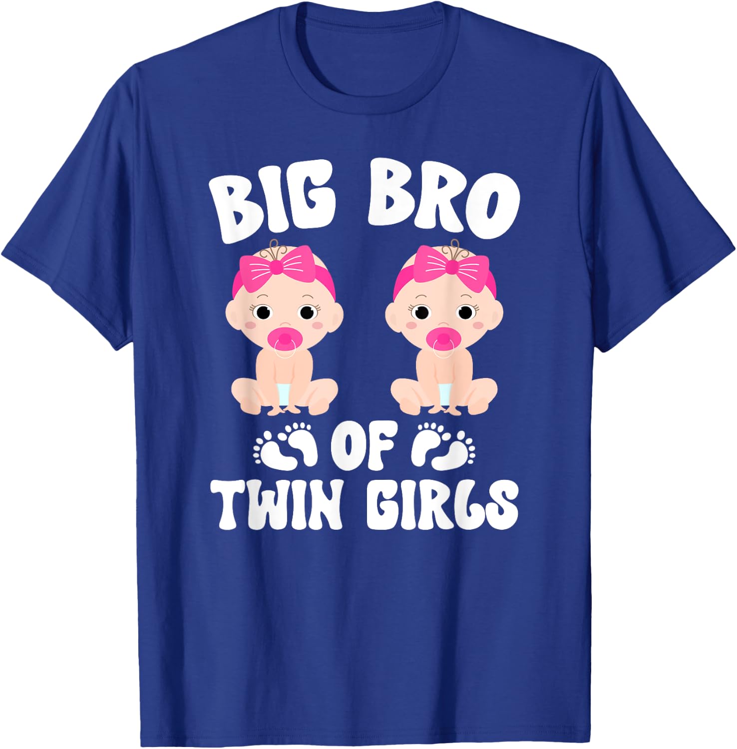 Big Bro Of Twin Girls Big Bro Of Twins Big Twin Brother T-Shirt - T-Shirt | Royal