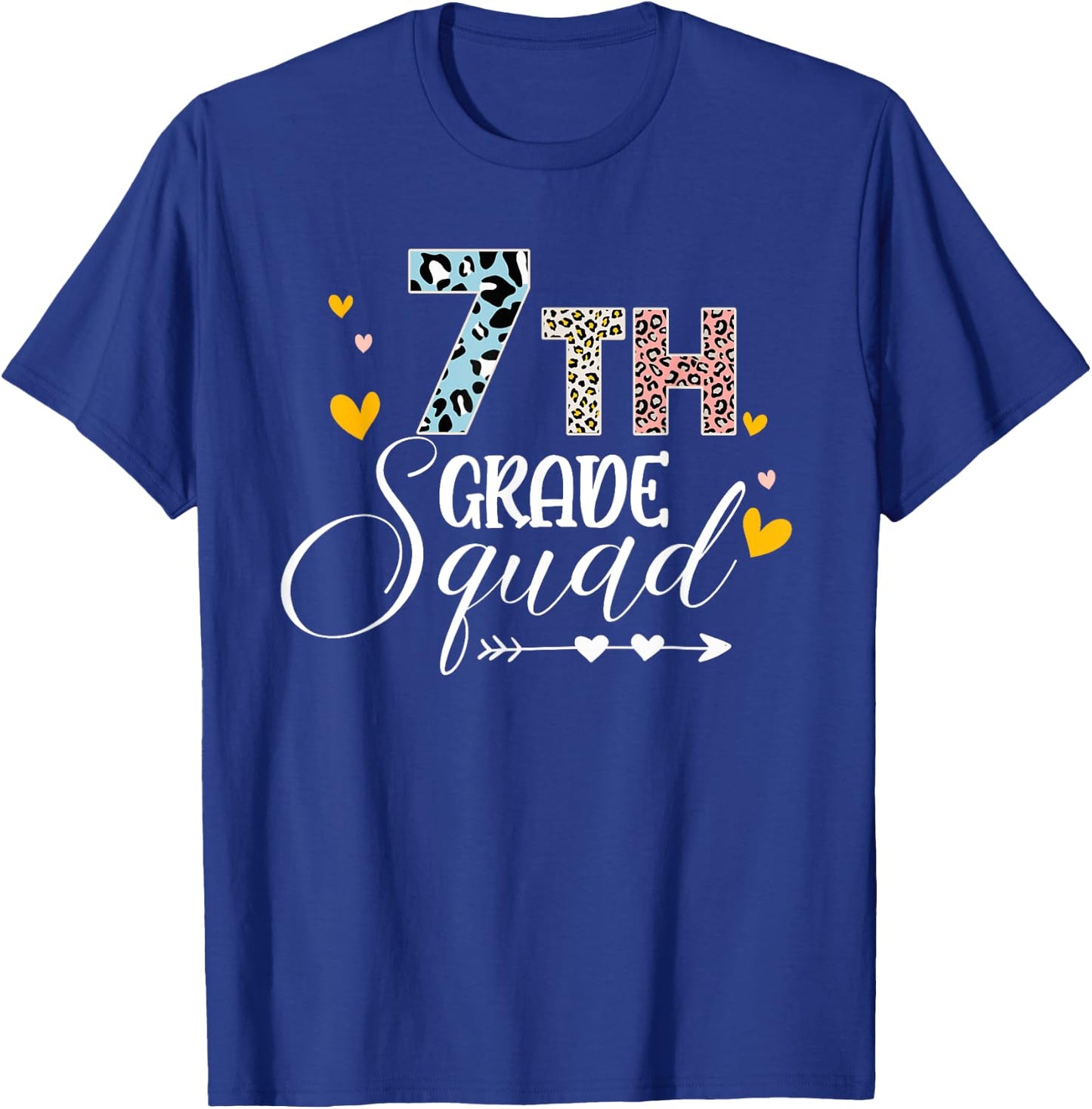 Hello Seventh Grade Squad Leopard Back To School Teacher Kid T-Shirt - T-Shirt | Royal
