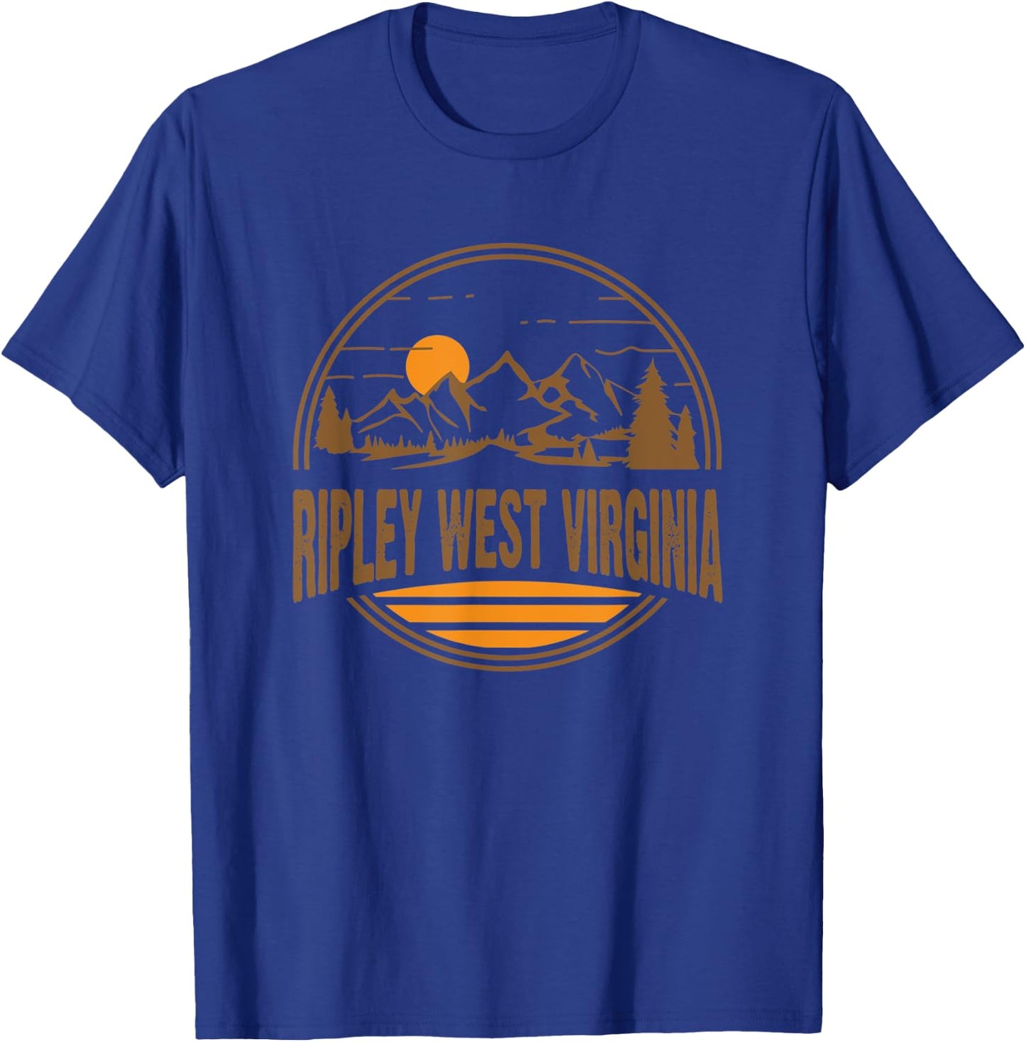 Vintage Ripley, West Virginia Mountain Hiking Souvenir Print T-Shirt - T-Shirt | Royal