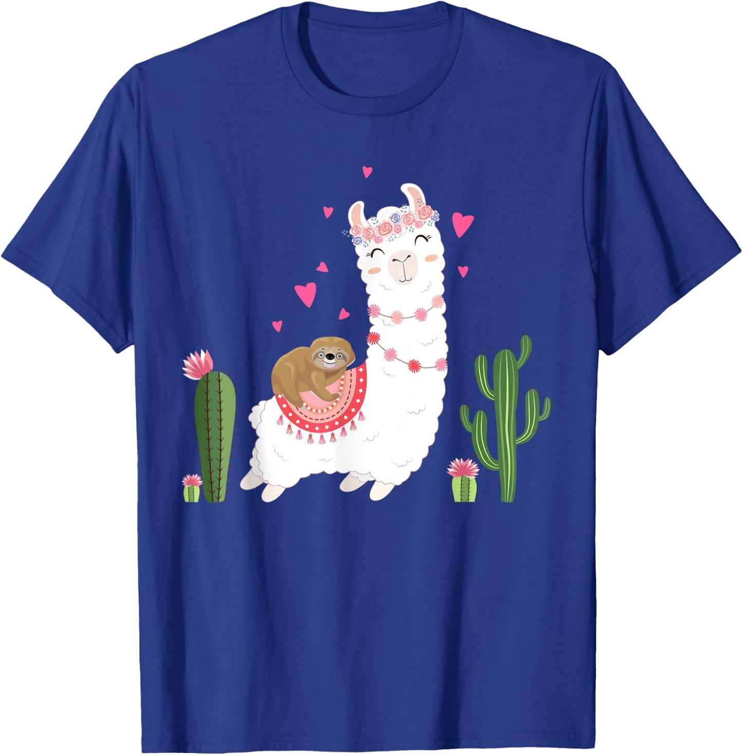 Cute Sloth Riding Llama Shirt Heart Valentines Day T-Shirt - T-Shirt | Royal