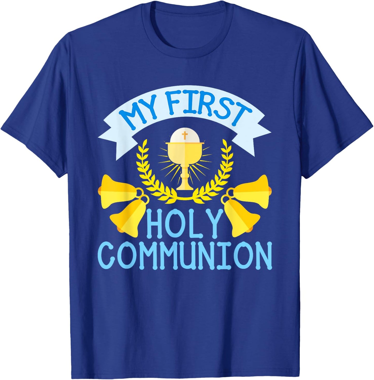 My First Holy Communion Gift Kids Chalice Cross Boys Girls T-Shirt - T-Shirt | Royal