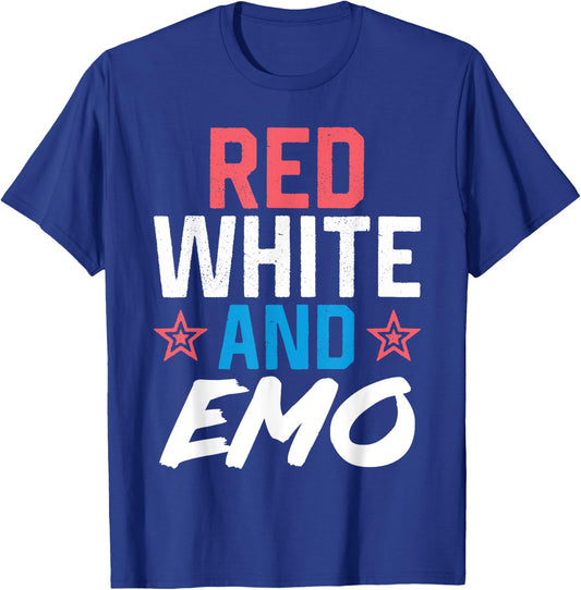 Red White And Emo 4th Of July Merica USA American Emo Women Men T-Shirt - T-Shirt | Royal