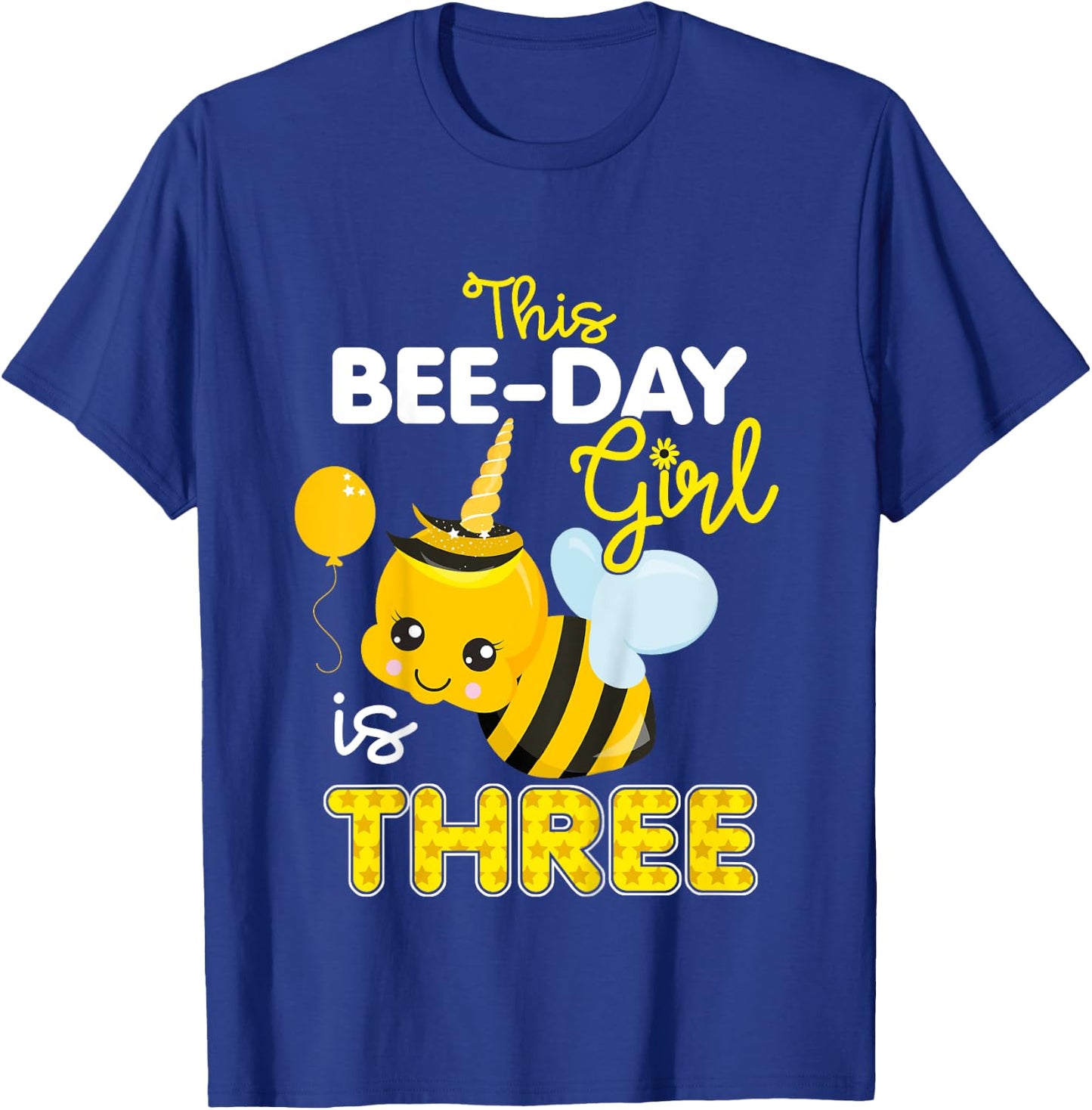 3rd Birthday Girl Bee Themed 3 Year Old Bday Matching Party T-Shirt - T-Shirt | Royal
