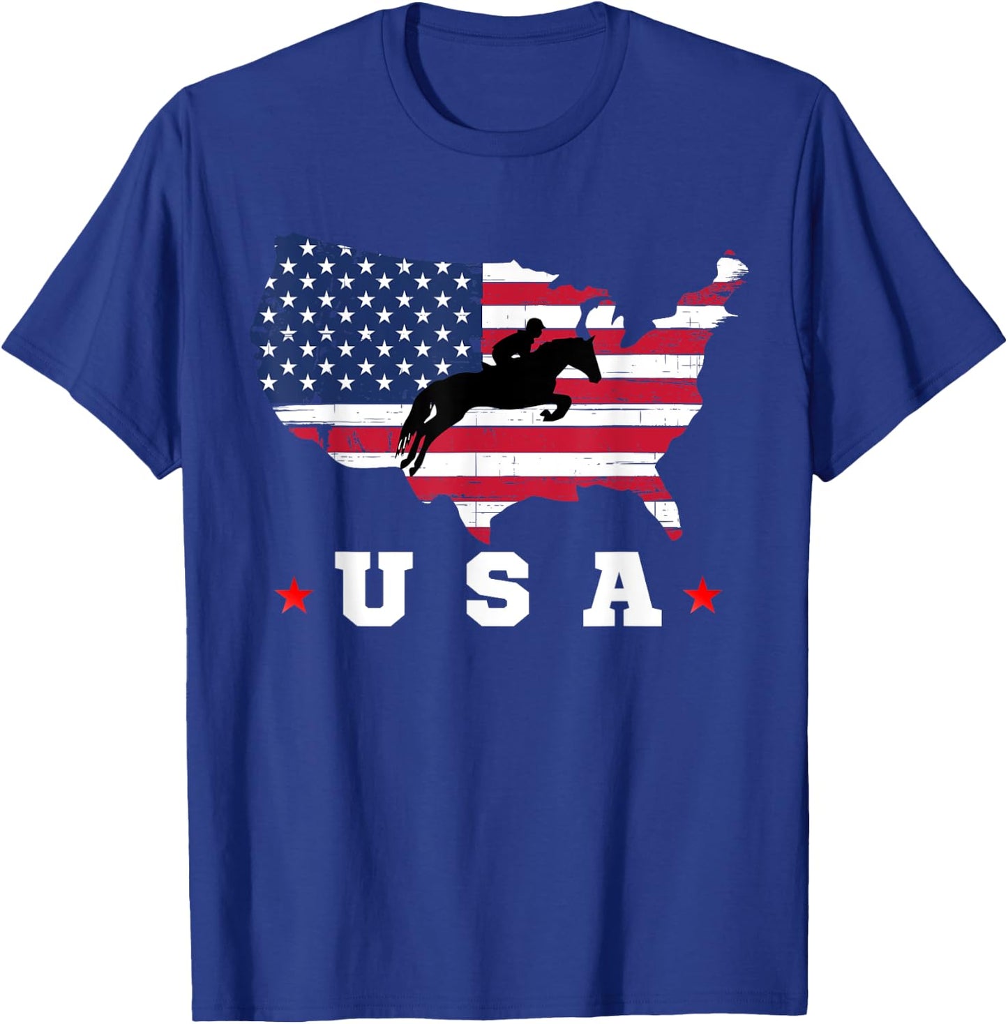 American Flag USA, Patriotic Sports American Flag Equestrian Men T-Shirt - T-Shirt | Royal